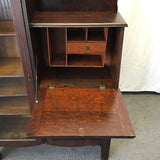 Vintage Solid Tiger Oak Side-By-Side Secretary Desk & Bookcase