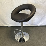 Modern Brown Vinyl & Silver Metal Adjustable-Height Stool