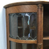 Vintage Oak & Tiger Oak Curved-Glass-Front Curio Cabinet