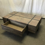 Contemporary Industrial Kressley Solid Acacia 1-Drawer Coffee Table