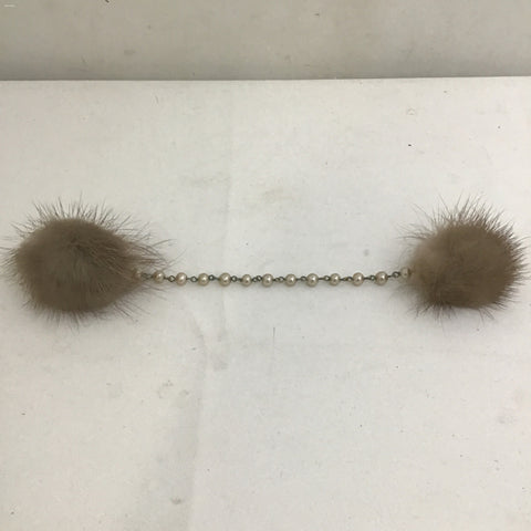 Vintage Rabbit Fur & Pearl Sweater Clip