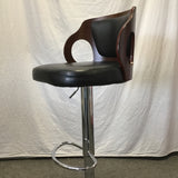Set of 3 Black Vinyl & Silver Metal Adjustable-Height Stools
