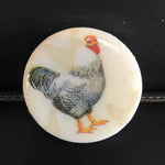 Susan Sitaraman Single Chicken Decoupage On Round White Tile Magnet