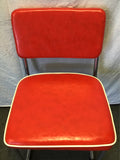 Single Modern MCM Atomic Red Vinyl & Chrome Cantilever Dining Chair