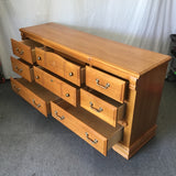 Vintage Samuel Lawrence Solid Oak 8-Drawer Dresser
