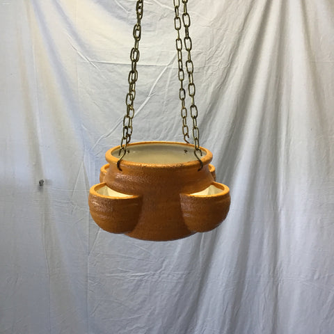 Vintage MCM Orange Ceramic Hanging Strawberry Planter