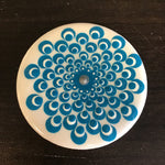 Susan Sitaraman Single Hand Painted Monochrome Flower On Round White Tile Magnet