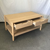 Modern Oak Laminate 2-Tier 2-Drawer Coffee Table