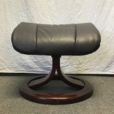 Modern Danish Modern Brown Leather & Bentwood Shell Ottoman