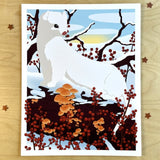 Rachel Feirman "Long-Tailed Weasel & Winterberry" 8x10 Digital Art Print