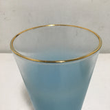 Set of 6 Vintage MCM Blendo Tuquoise Frosted Glass Tumblers