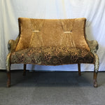 Modern Wing-Arm Brown Upholstered Settee