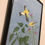 Black-Framed Goldfinches Original Acrylic Painting