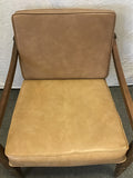 Vintage MC Solid Maple & Tan Vinyl Armchair