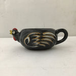 3pc Vintage MCM Black Ceramic Rooster Tea Set