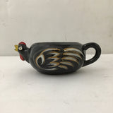 3pc Vintage MCM Black Ceramic Rooster Tea Set