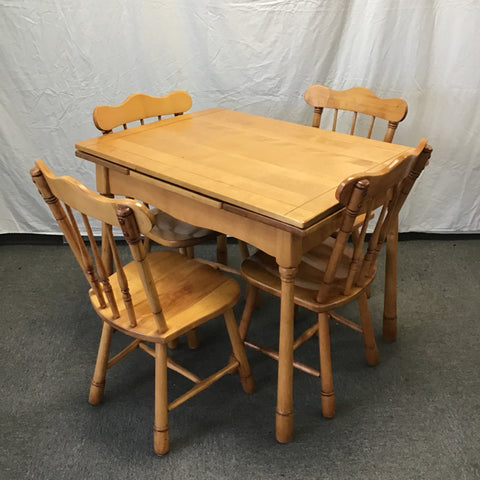 5pc Vintage Colonial Revival Farmhouse Solid Maple Dining Set