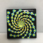 Susan Sitaraman Single Hand Painted Spiral Mandala On Black Tile Magnet