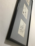 MC Framed Culinary Illustration Line Art Print Triptych w/ Blind-Embossed Seal