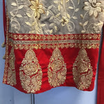 3pc Custom Made Red & Gold Embroidered Tunic & Pants Set