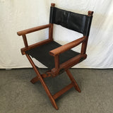 Modern Black Canvas & Leather Folding Director's Chair