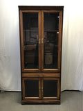 Vintage Kenlea Crafts Cherry Veneer Glass-Front Bookcase