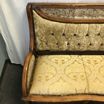 Modern Gold Upholstered & Off-White Resin Settee