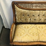 Modern Gold Upholstered & Off-White Resin Settee