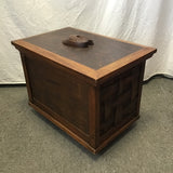 Vintage Carved Solid Oak Rolling Chest