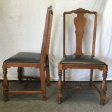Set of 2 Vintage Jacobean Solid Walnut Splat-Back Dining Chairs