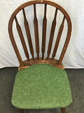 Set of 4 Vintage Dinaire Solid Oak Green & Floral Upholstered Dining Chairs