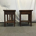 Pair of Vintage Mission Solid Pine 2-Tier Night Stands