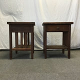 Pair of Vintage Mission Solid Pine 2-Tier Night Stands