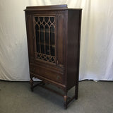 Vintage Solid Oak Glass-Front Curio Cabinet