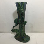 Vintage Art Deco Royal Haeger Green Ceramic Leaping Gazelle Vase