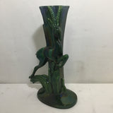 Vintage Art Deco Royal Haeger Green Ceramic Leaping Gazelle Vase