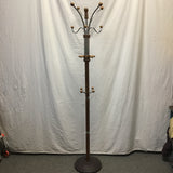 Modern Silver Metal & Solid Tropical Wood 21-Hook Coat Tree