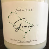 Lavender in Luxe 8oz "Gemini" (Zo6) Zodiac Candle in Clear Glass Jar