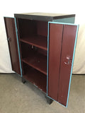 Black & Blue Painted Vintage 3-Tier Metal Cabinet