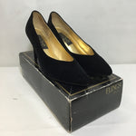 1980's Flings Black Velvet Pumps, Size 8