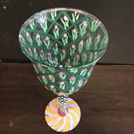 Signed Mackenzie-Childs Inspired Green Painted Goblet