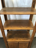Vintage Solid & Veneer Oak 3-Tier Shelf & Cabinet