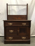 Vintage Solid Black Walnut 3-Drawer Washstand