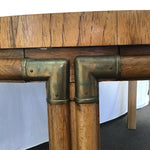 Vintage MCM Round Drexel Black Walnut Veneer Expanding Dining Table