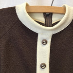 2pc Vintage Talbots Brown & White Blouse & Skirt