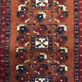 Vintage Red, Blue, & Brown Geometric Wool 4x6 Area Rug