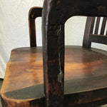 Vintage Solid Black Walnut Rolling Banker's Office Chair