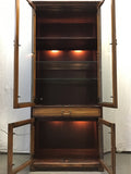Vintage Kenlea Crafts Cherry Veneer Glass-Front Bookcase