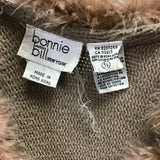 Vintage Bonnie & Bill Gray/Tan Feather-Trim Wrap Sweater