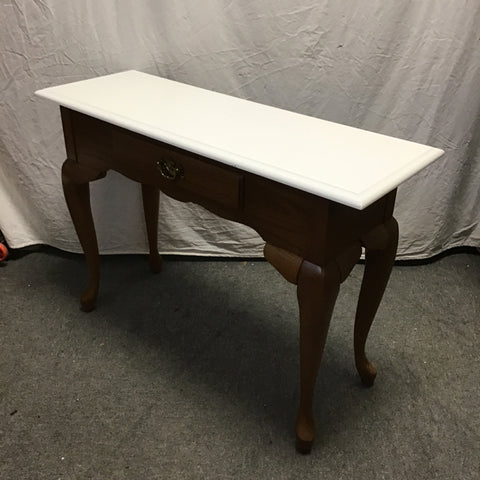 Vintage Medium-Stained & White-Painted Oak Laminate Sofa Table